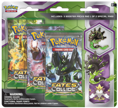 Pokemon XY10 Fates Collide 3-Booster Blister Pack - Zygarde Pin